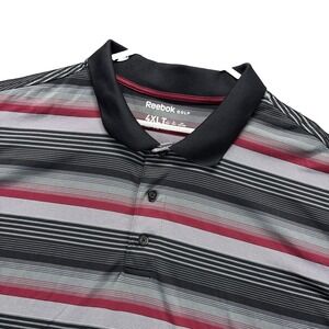 Reebok Golf Polo Shirt Mens 4XLT Gray Striped Performance Speedwick Wicking